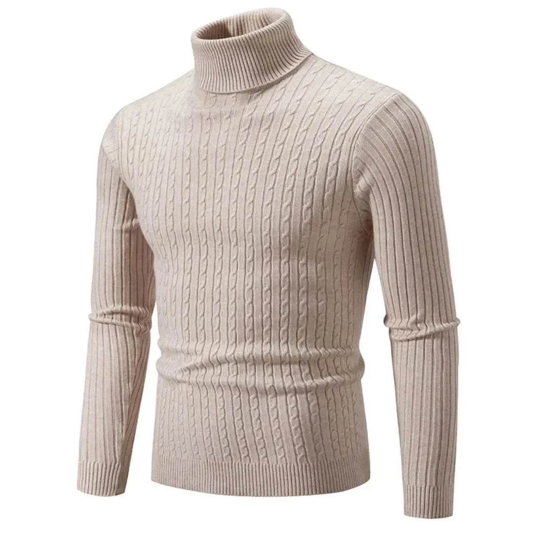 Pull Roulé Classique Aurelio En Maille Douce Et Côtelée, Col Haut Extensible Pour Tenue Décontractée Et Formelle