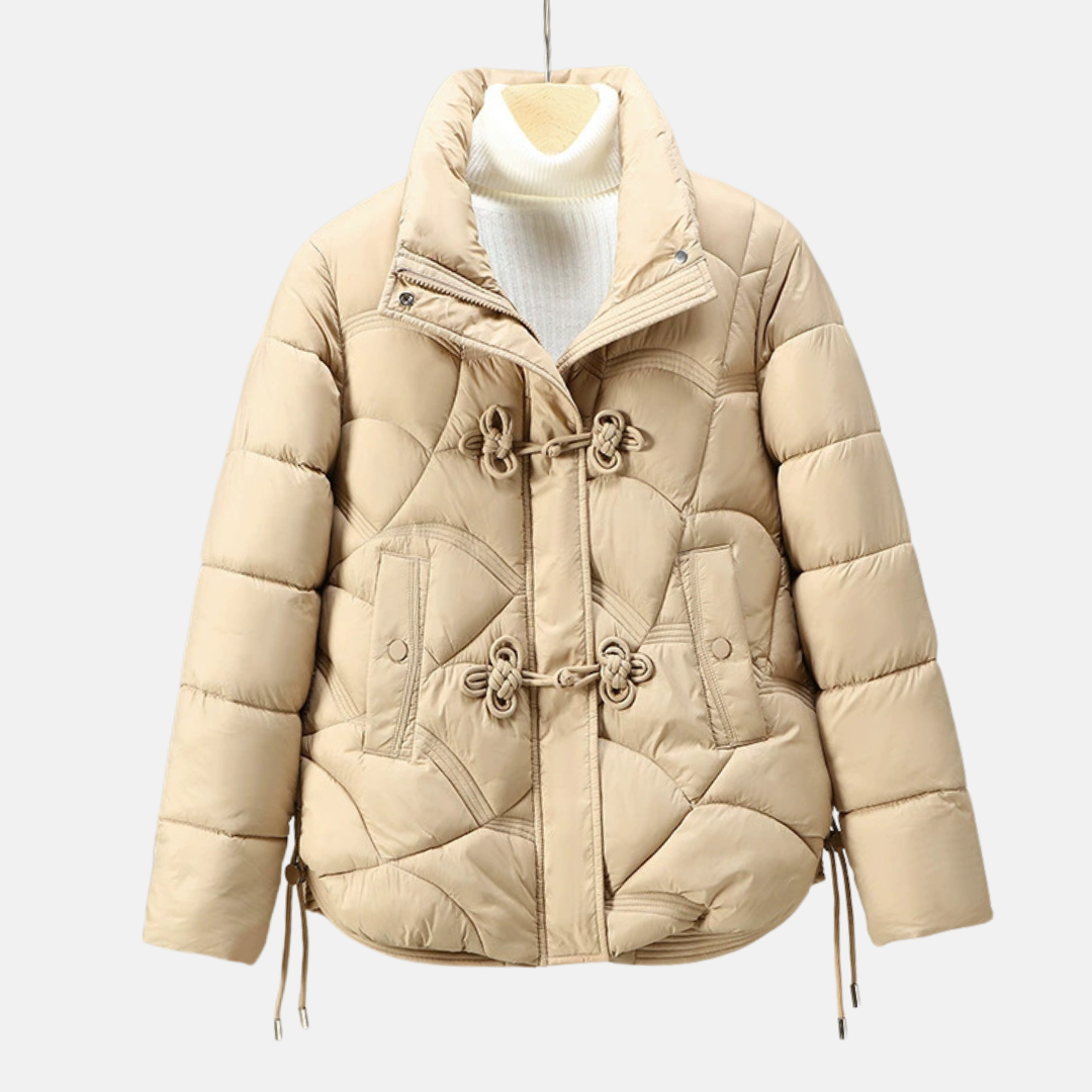 Doudoune Femme Puffer Motif Géométrique Matelassé Boutons Grenouille Ourlet Ajustable Nordisk-Flair