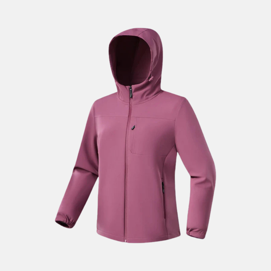 Veste Softshell Femme Stretch À Capuche Coupe Regular Poignets Élastiques Pour Activité Quotidienne Et Plein Air