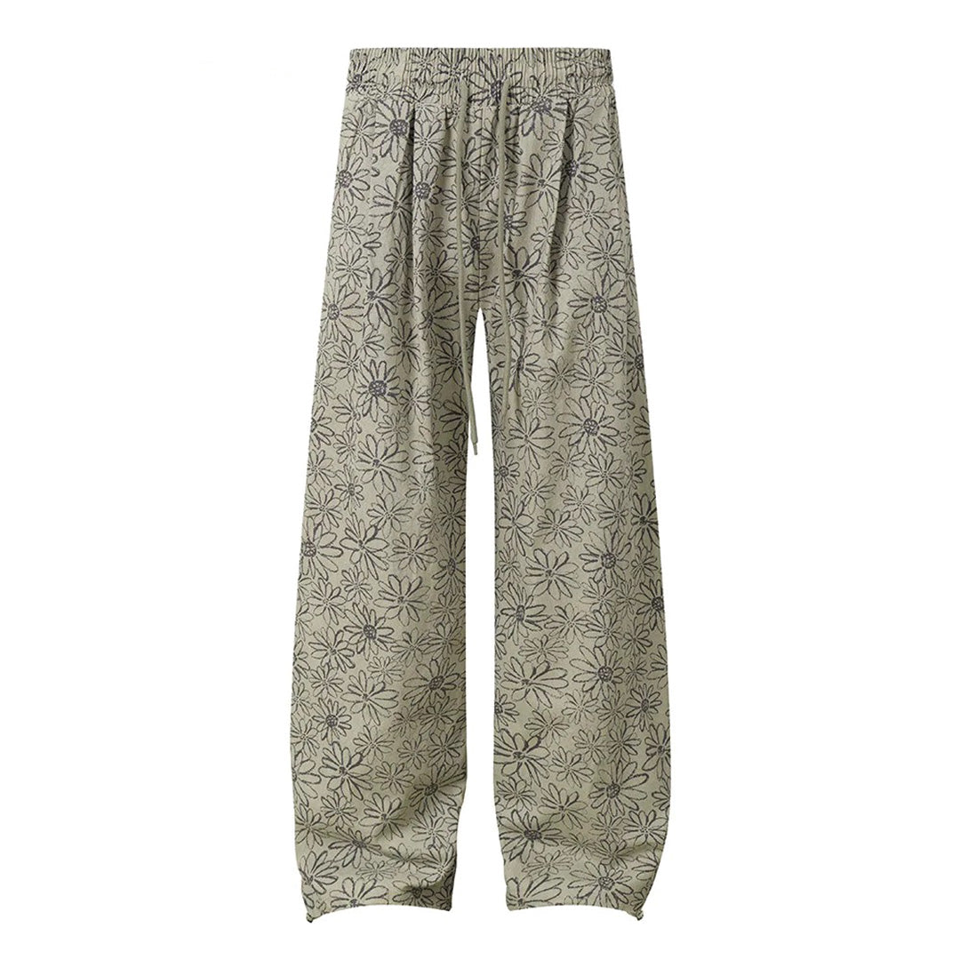 Pantalon De Jogging Floral Jacquard Ton Sur Ton À Taille Élastique Et Lien De Serrage Aux Chevilles