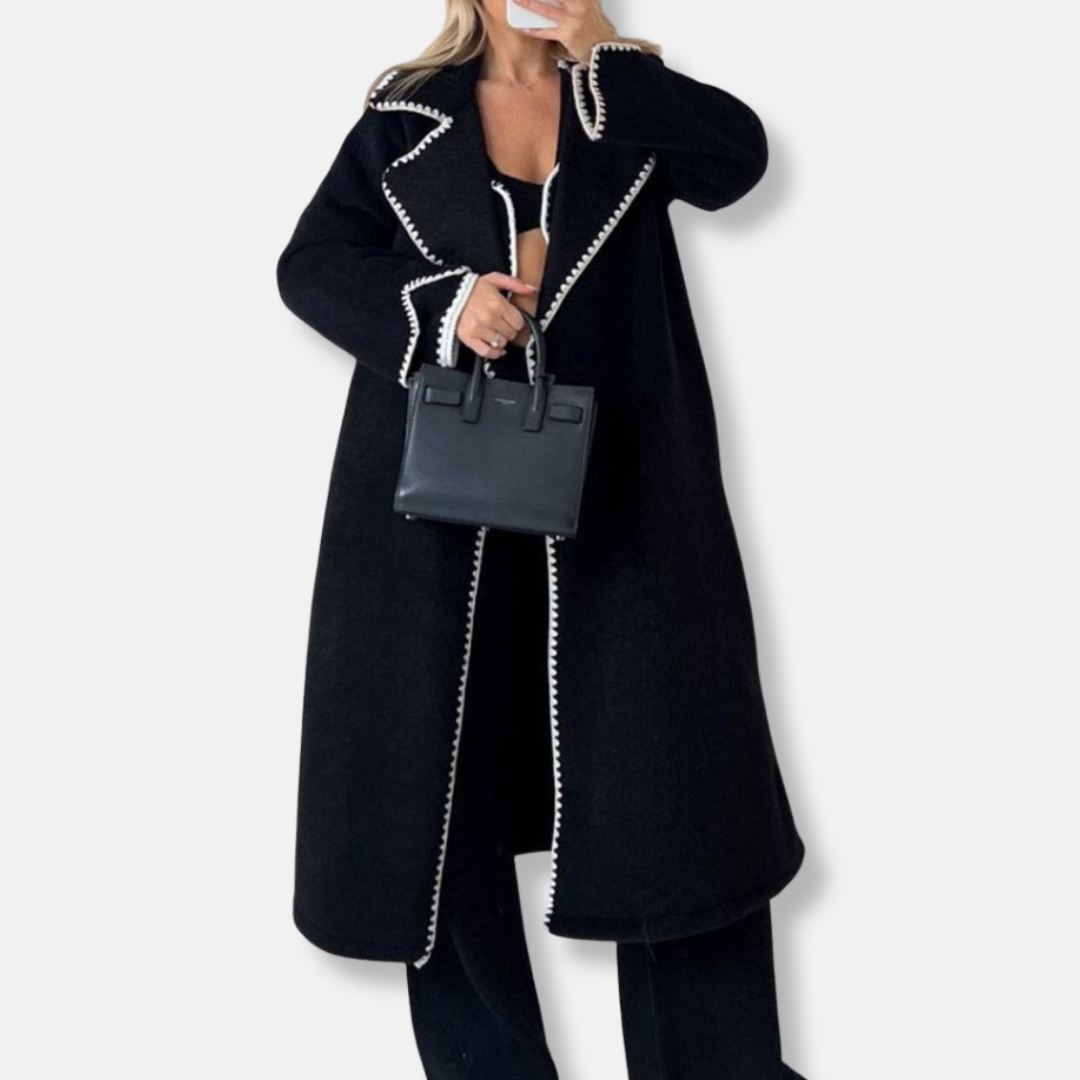 Manteau Femme En Laine Longueur Maxi Coupe Décontractée Col Revers À Encoche Amawinc Collection