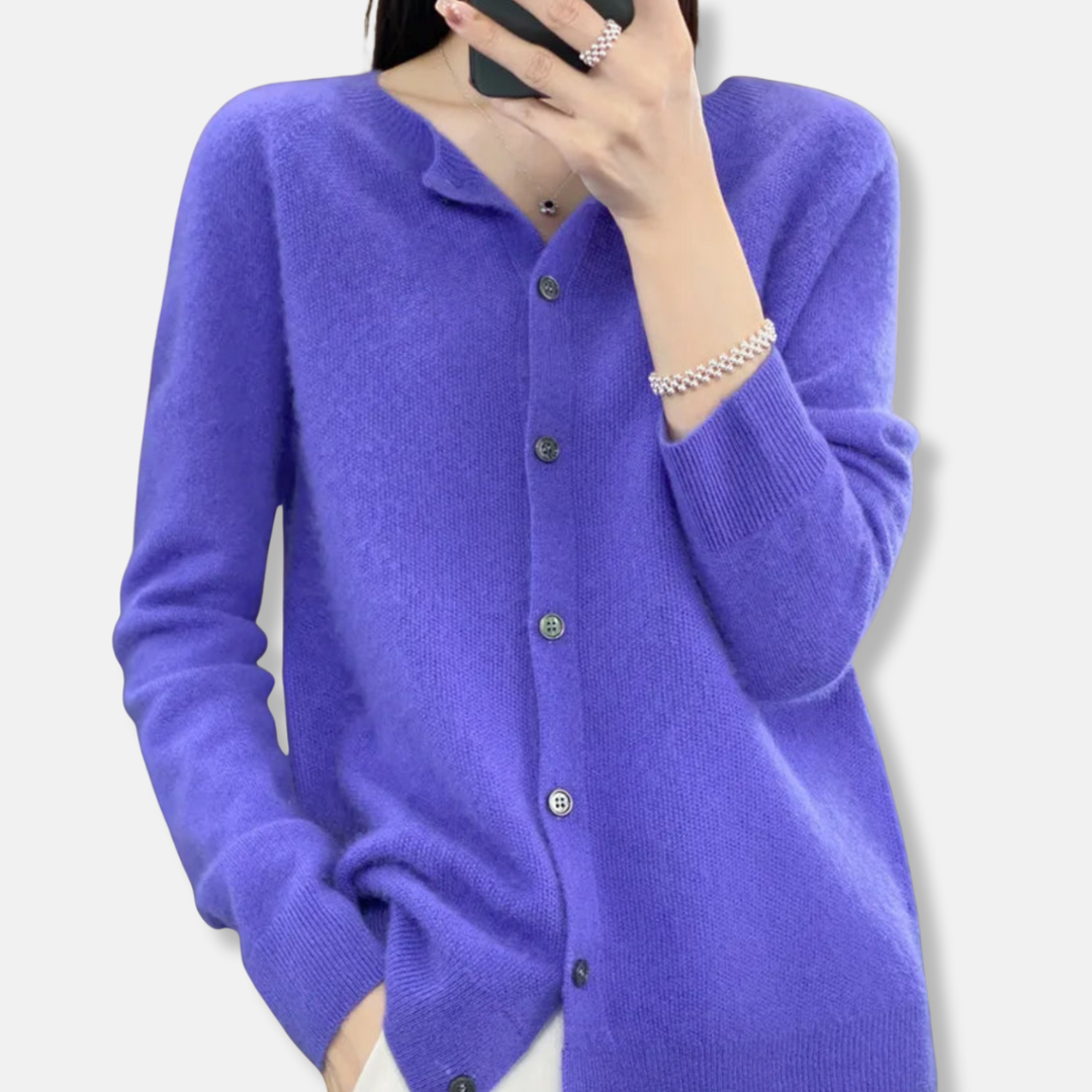 Isla Cardigan Regular Fit en Mérinos à Boutons Devant Maille côtelée pour Femme Chic