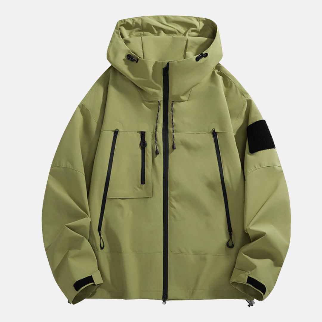 Veste Imperméable Pour Homme Coupe Décontractée Capuche Ajustable Poches Utilitaires Pour Plein Air