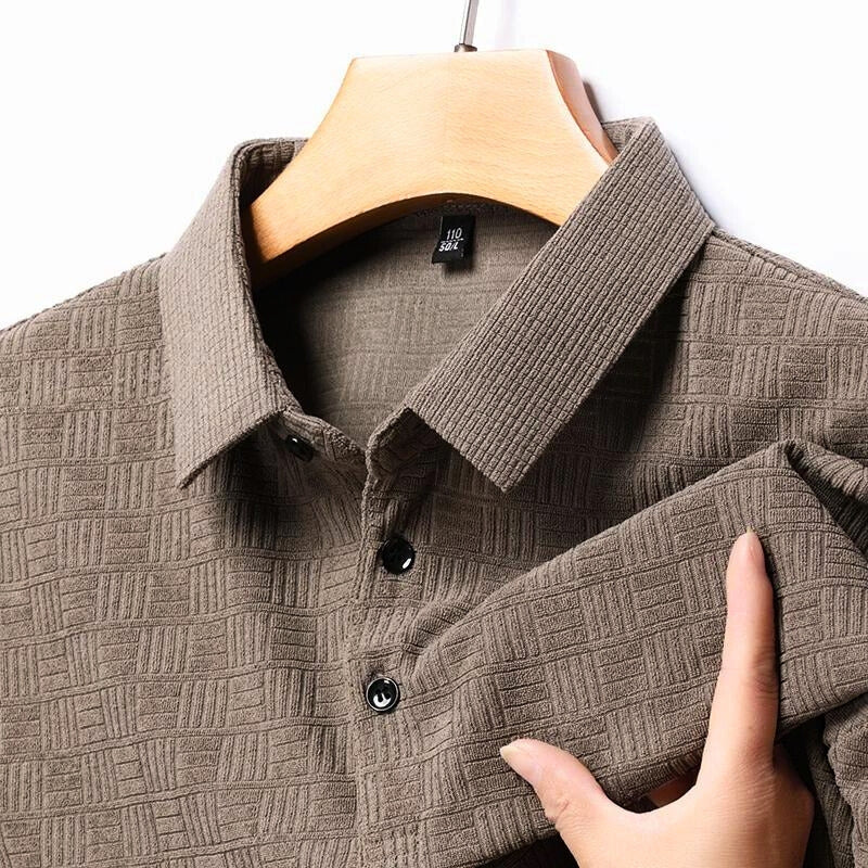 Polo Ray Weave Motif Raffiné En Coton Mélangé Pour Style Sophistiqué Et Confortable Au Quotidien