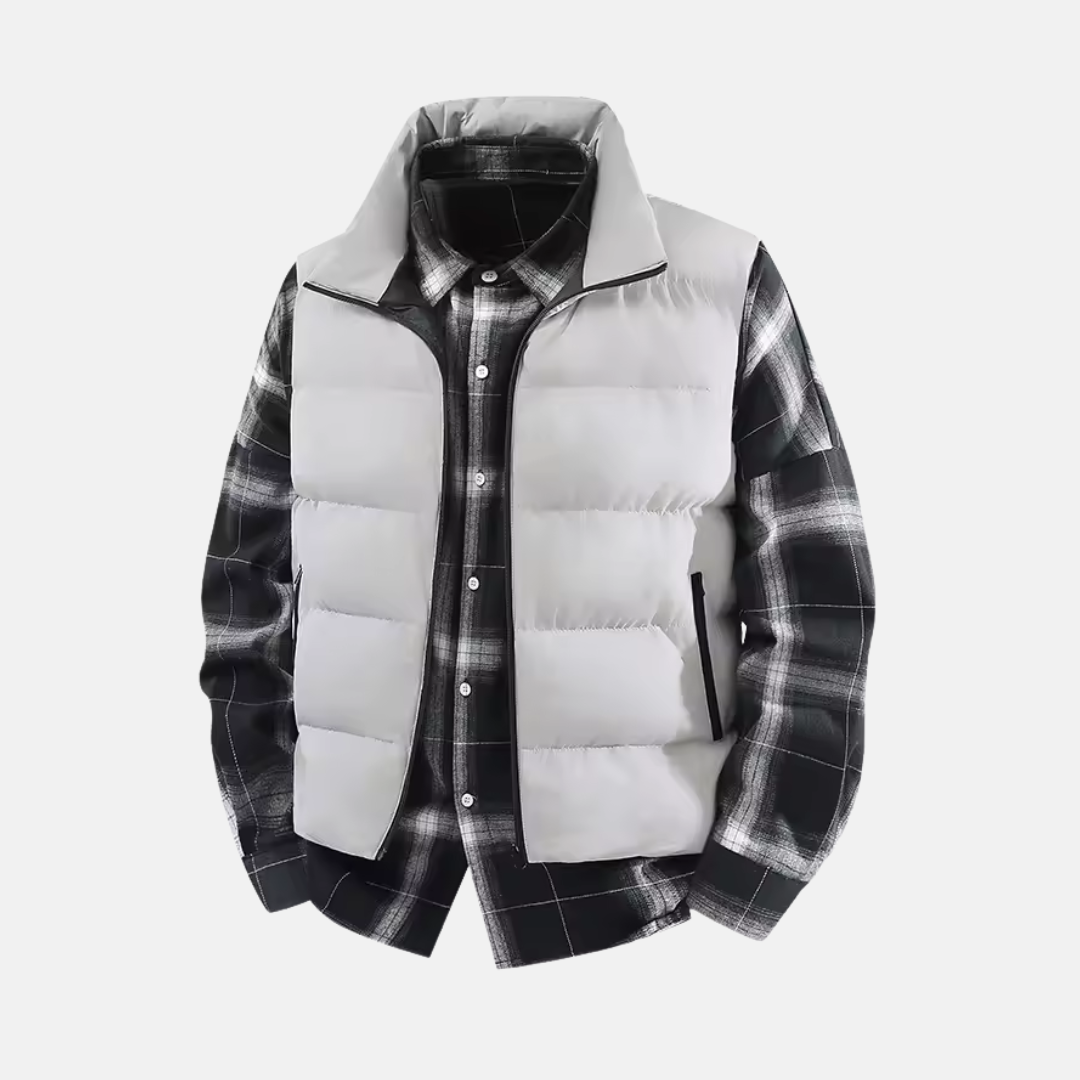 Veste Puffer Homme Matelassée Avec Isolation Quadrillée Pour Coupe Regular Confort Durable Col Debout Zip Amawinc