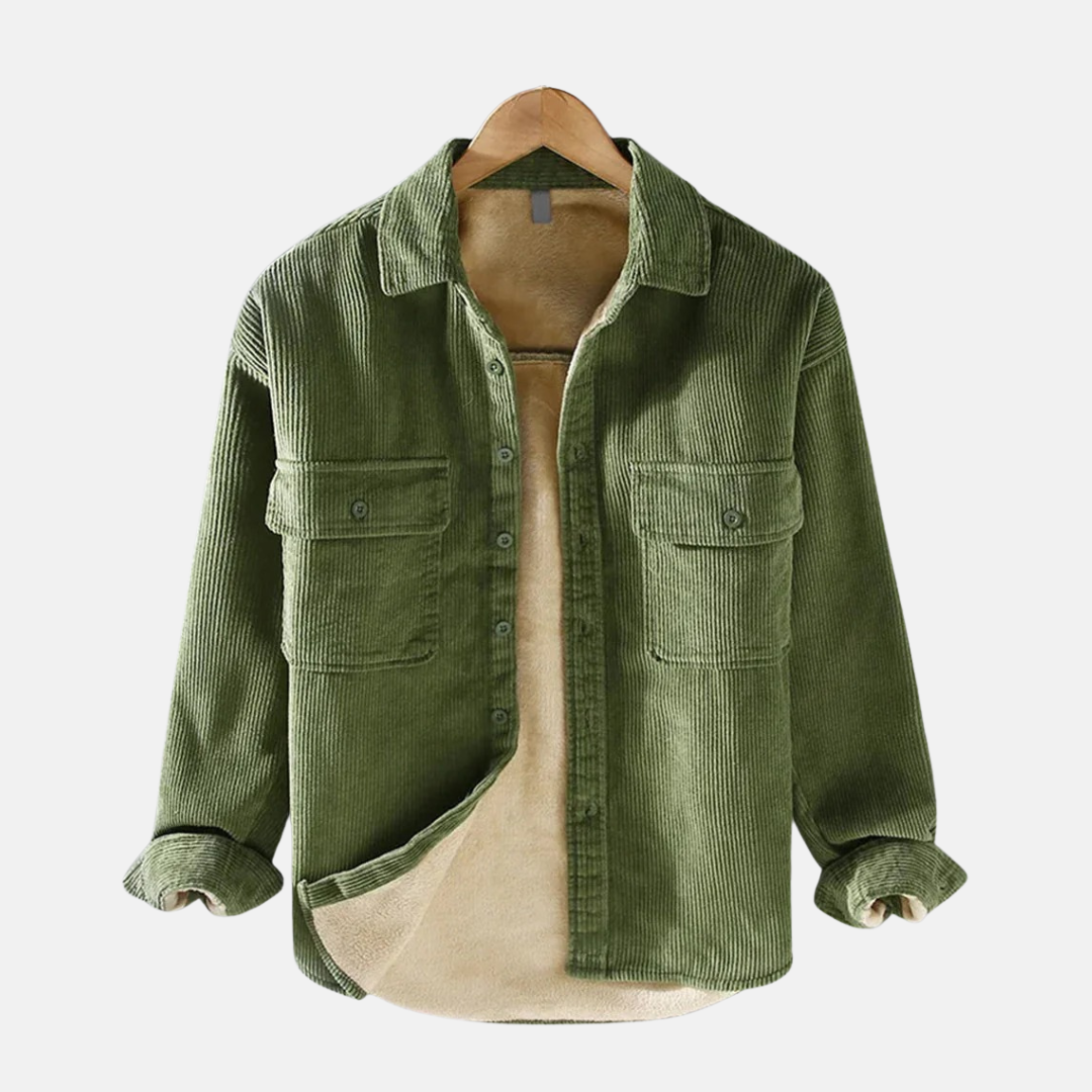 Veste Pour Homme En Velours Côtelé Avec Coupe Décontractée Boutons Devant Et Poches Poitrine