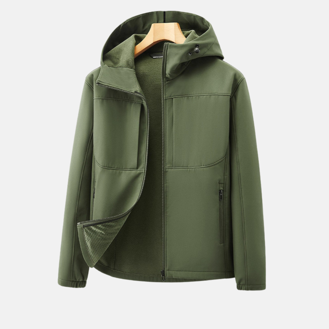 Amawinc Manteau Softshell Homme Doublure Polaire Capuche Ajustable Poches Zippées Coupe Regular