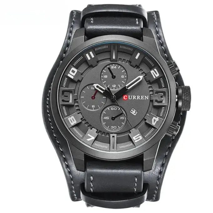 Montre Logan Classique En Cuir Avec Chronographe Et Calendrier Verre Résistant Aux Rayures