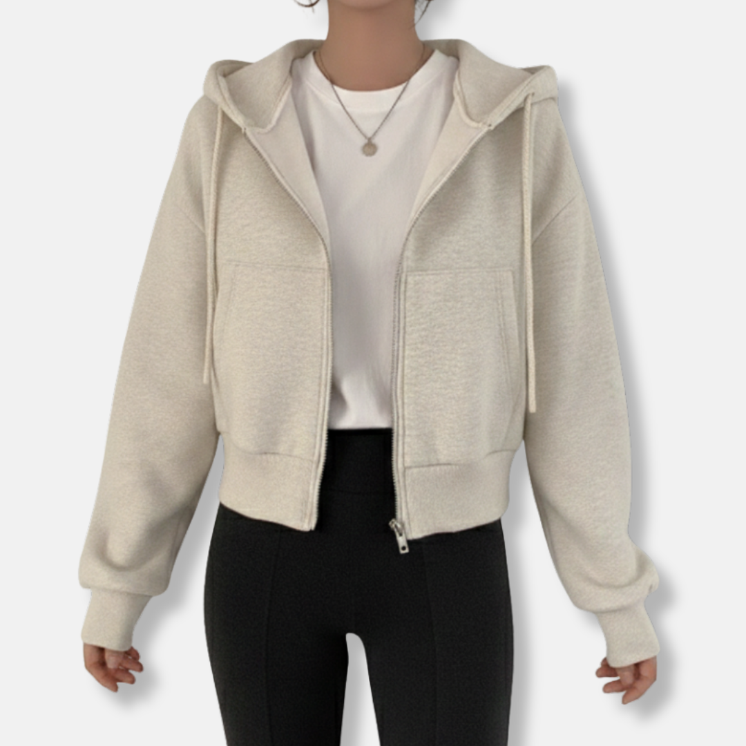 Sweat À Capuche Zippé Pour Femme Oversize Doublé Polaire Poche Kangourou Confortable Pour Automne Hiver