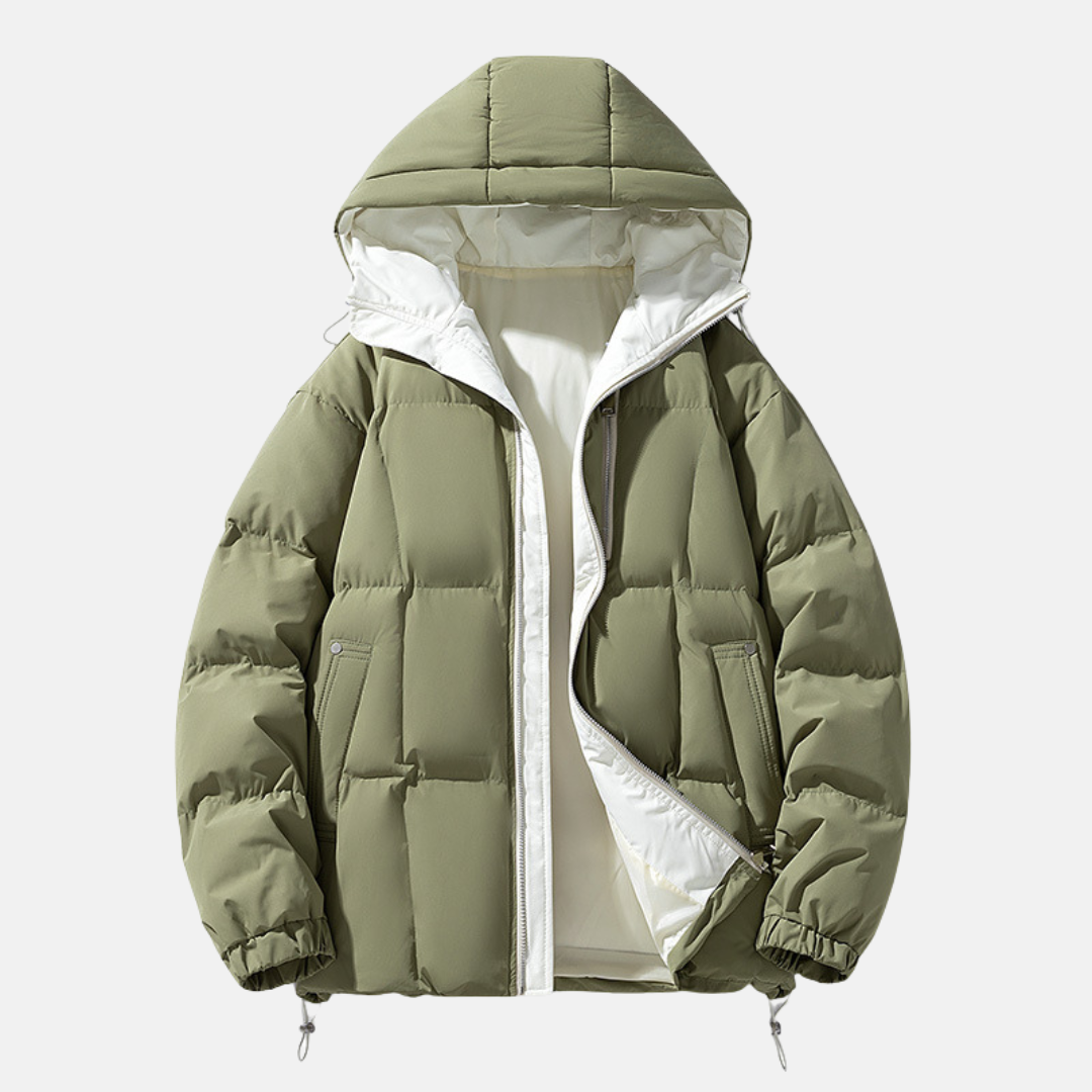 Doudoune Homme Oversize Capuche Matelassé Isolation Fermeture Zip Veste Hivernale Confortable