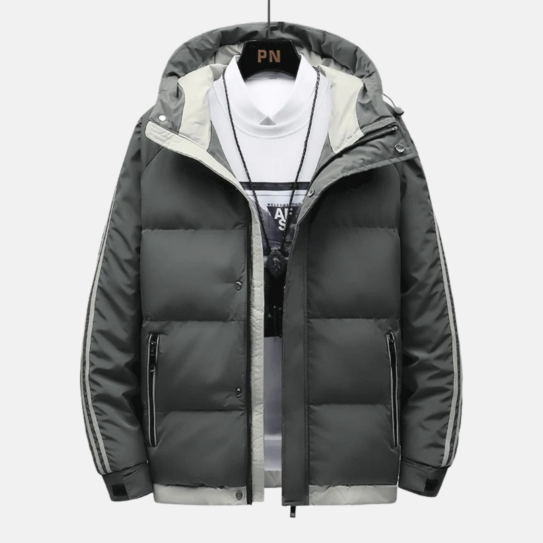 Doudoune Matelassée Amawinc Pour Homme En Mélange Tissé Avec Capuche Fixe Et Longueur Hip Poignets Ajustables