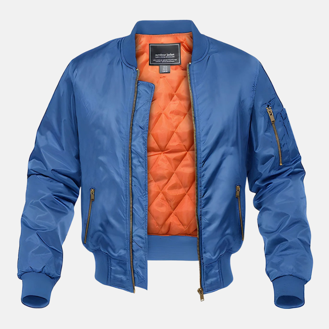 Veste Bomber Homme Doublure Matelassée Poches Zippées Bord Côtelé Amawinc Chaude Pour Automne