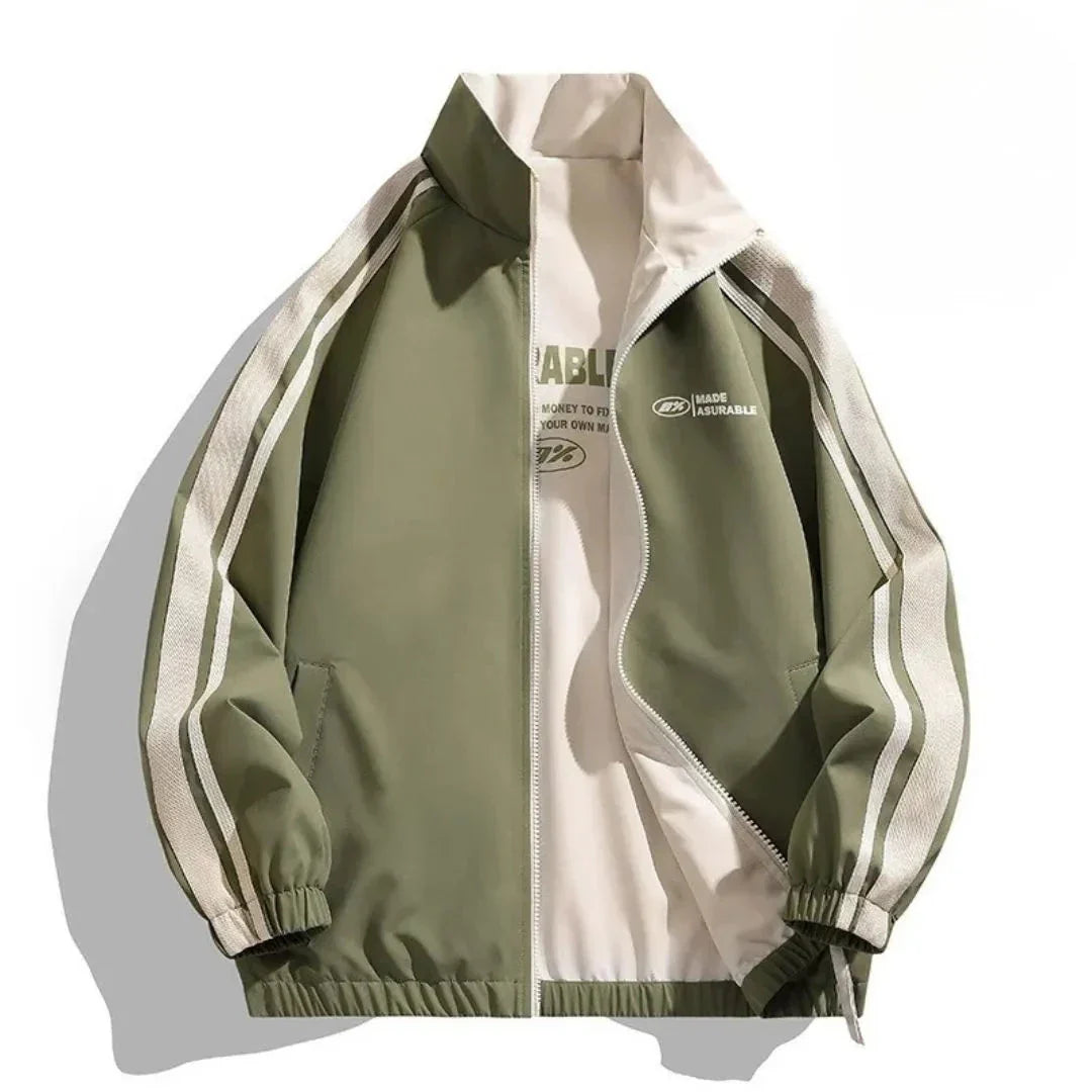 Enzo Veste Réversible Deux Faces De Survêtement Imperméable Au Vent Léger Rayure Sportive