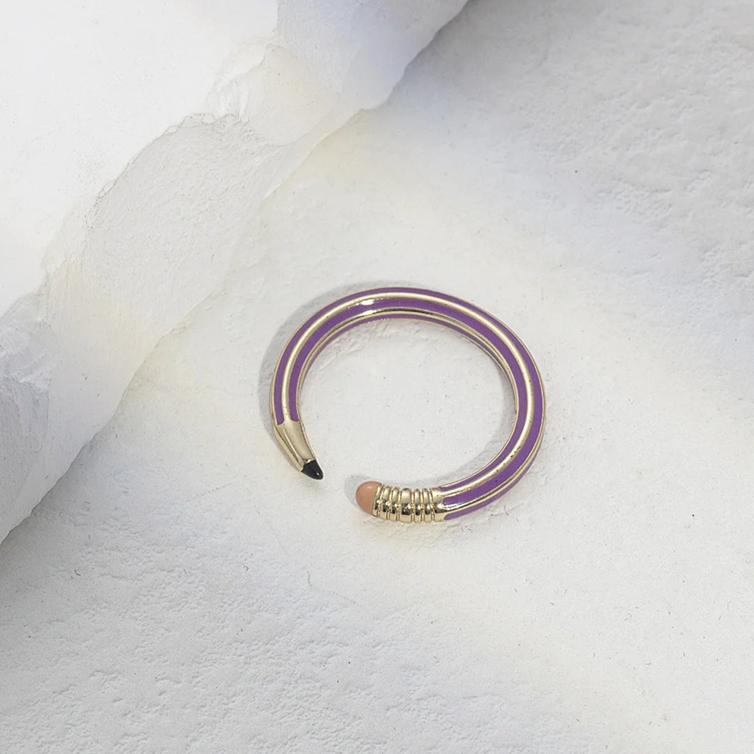 Bague Crayon Or Rose Plaqué Ajustable En Cuivre Inspiration Nostalgique Moderne Et Convoité Par Les Fans