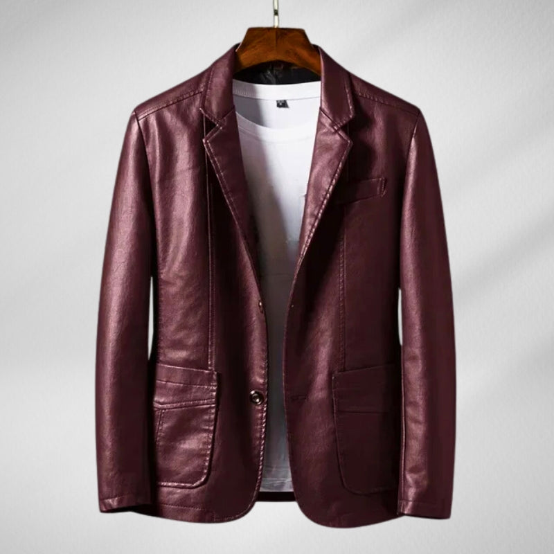 Veste En Cuir Dantori Coupe Slim Raffinée Finition Premium Deux Poches Aspect Moderne