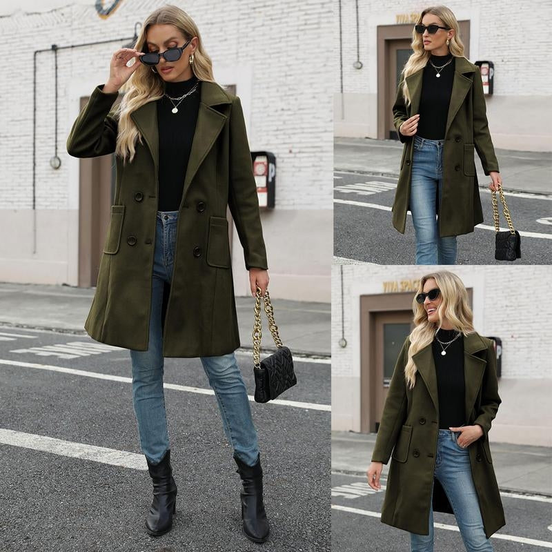 Manteau En Laine Mélange Mi Long À Double Boutonnage Maribel Chaud Sans Encombrement Facile À Superposer