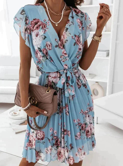 Blumenkleid Katharina mit Volantärmeln