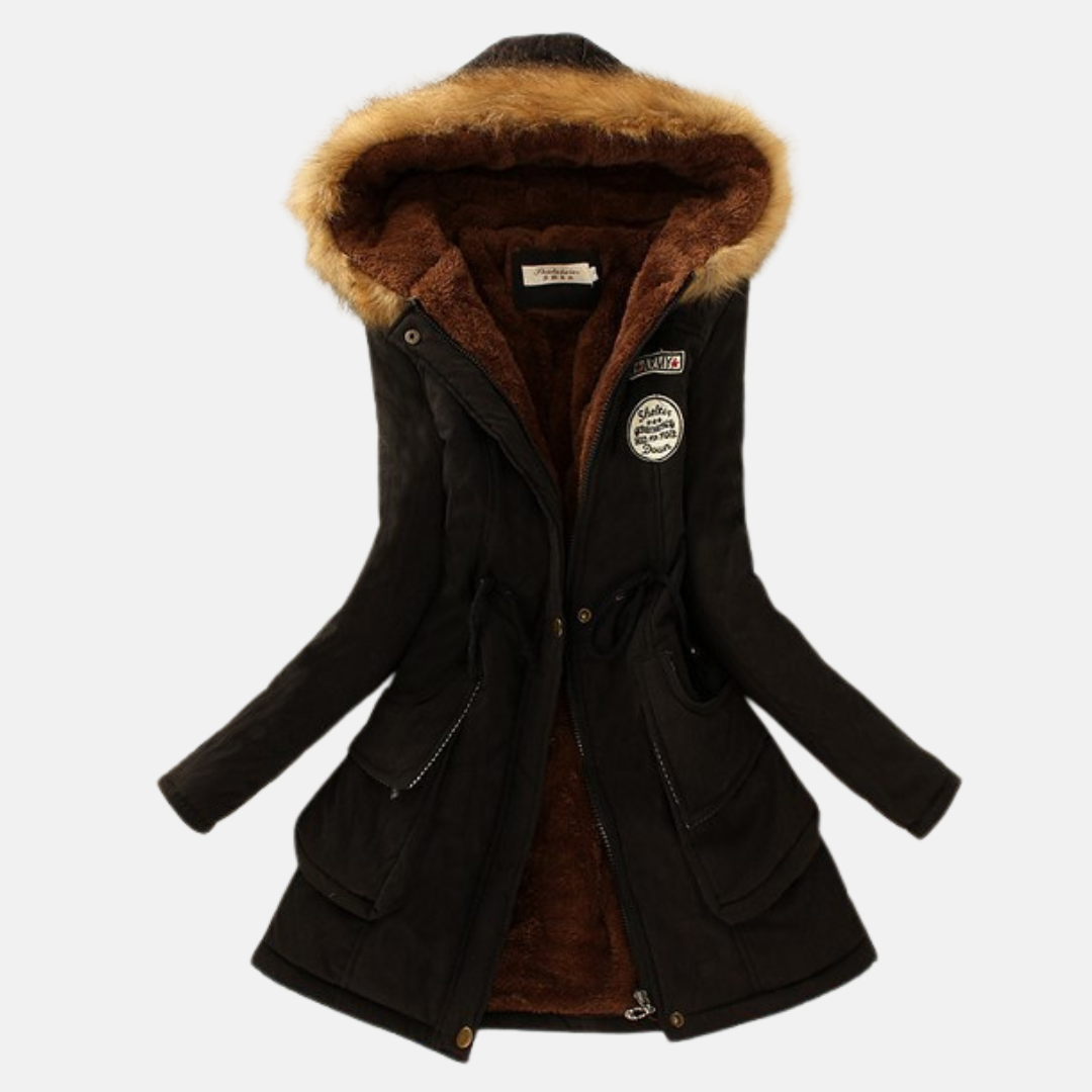 Nordisk Flair Parka Femme Coupe Ajustée Doublure Polaire Capuche Fourrure Synthétique Fermeture Éclair Chaude