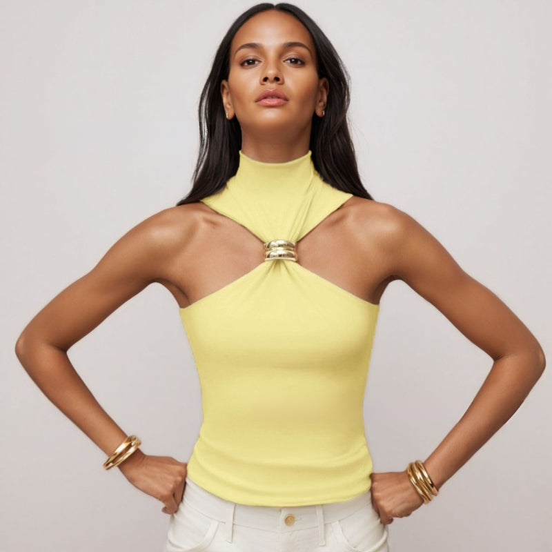 Débardeur Doria Coupe Épousant La Silhouette Avec Maille Élastique Lisse Et Anneau Poli Doré Pour Confort Optimal