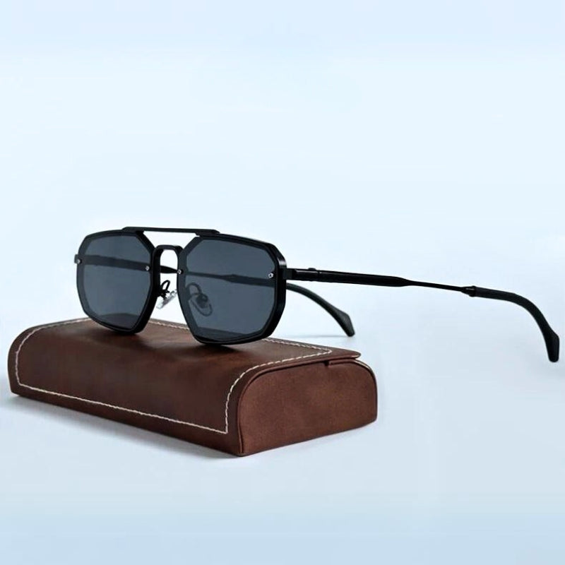 Lunettes Sande Rétro Couvrantes Protection UV Supérieure Pont Double Monture Acier Inoxydable Compatible Ordonnance