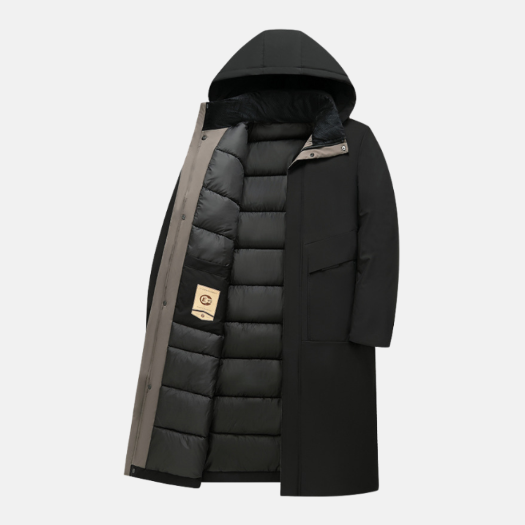 Nordisk Flair Manteau Long Pour Homme Isolé Avec Capuche Et Fermeture Par Pressions En Pleine Longueur Coupe Regular