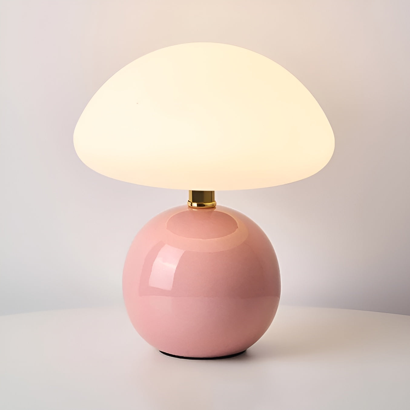 Lampe De Table En Céramique Champignon Moderne Avec Lumière Ambiante Et Trois Modes De Couleur