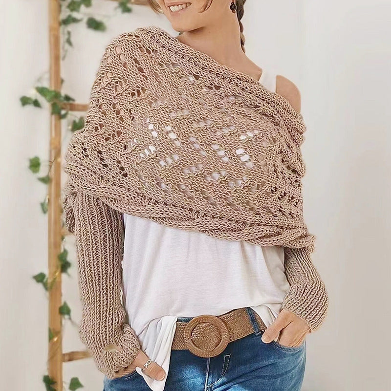 Écharpe Tricotée avec Manches Maribel Fil Acrylique Hypoallergénique Premium Douce et Ajourée