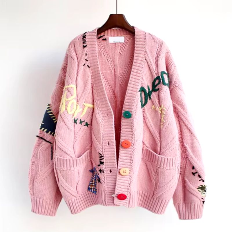 Cardigan Tricot Patcha Multicolore Doux Au Toucher Et Chaleur Douce Confortable Pour Un Style Unique