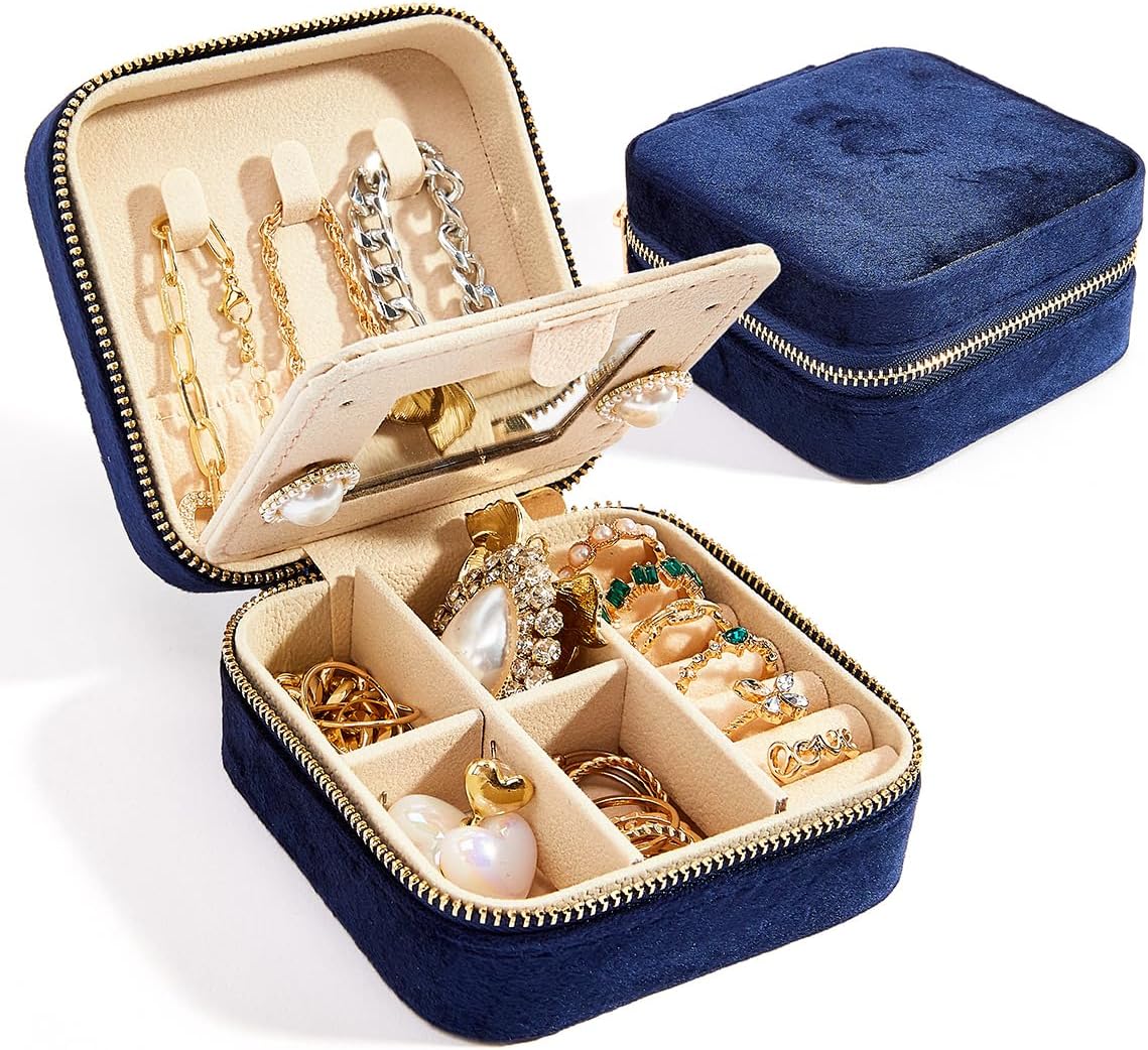 Boîte À Bijoux Rivelle En Velours Luxueuse Coffret De Rangement Pour Voyage Et Maison