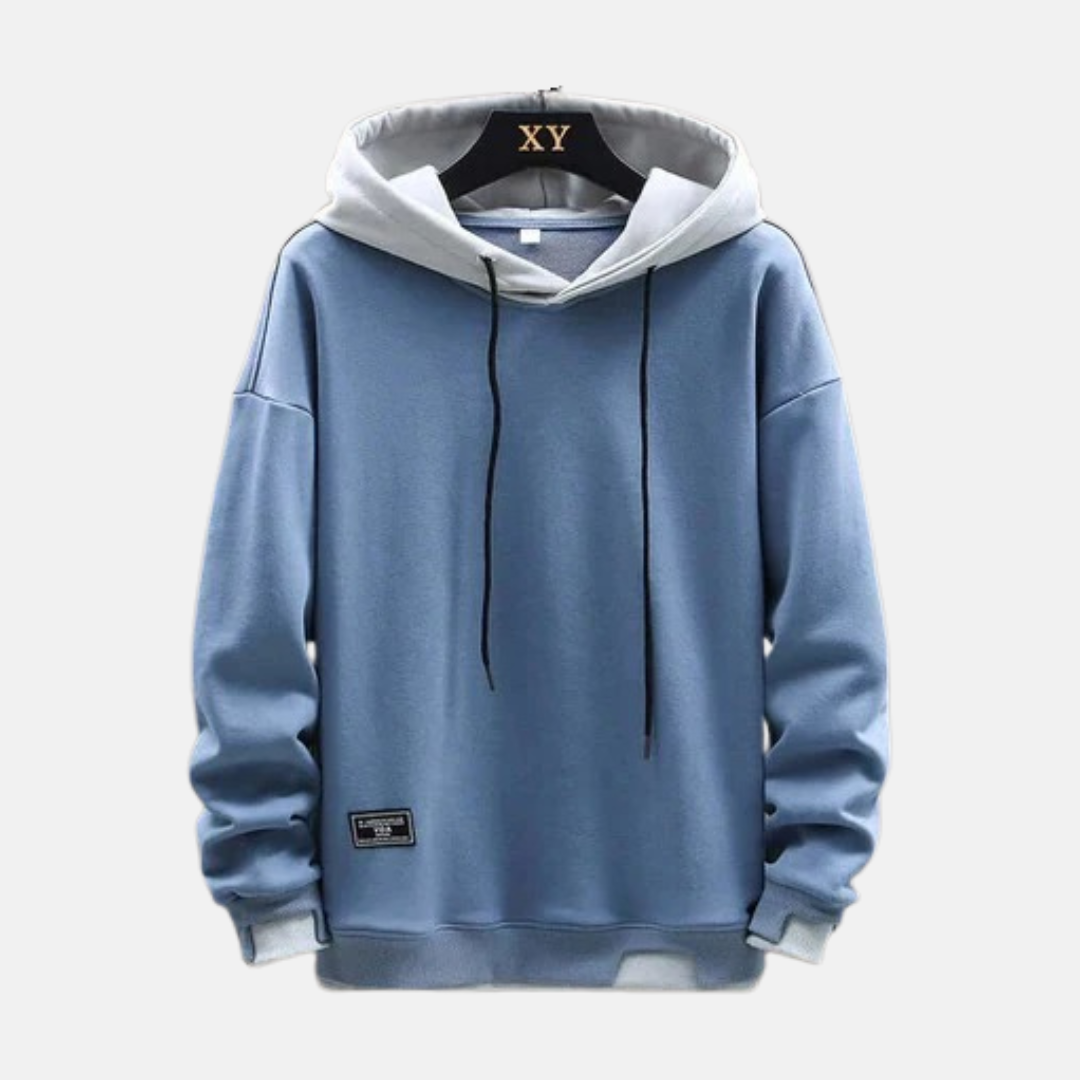 Sweat Oversize Pour Homme En Coton Mélangé Capuche Double Épaisseur Ourlet Factice Bord Côte