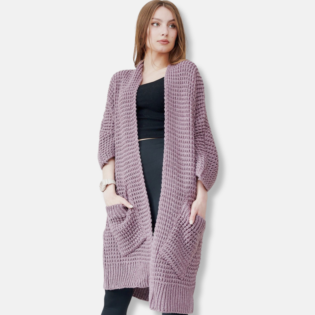 Manteau En Maille Pour Femme Oversize En Mélange De Laine Avec Ouverture Devant Et Poches Plaquées