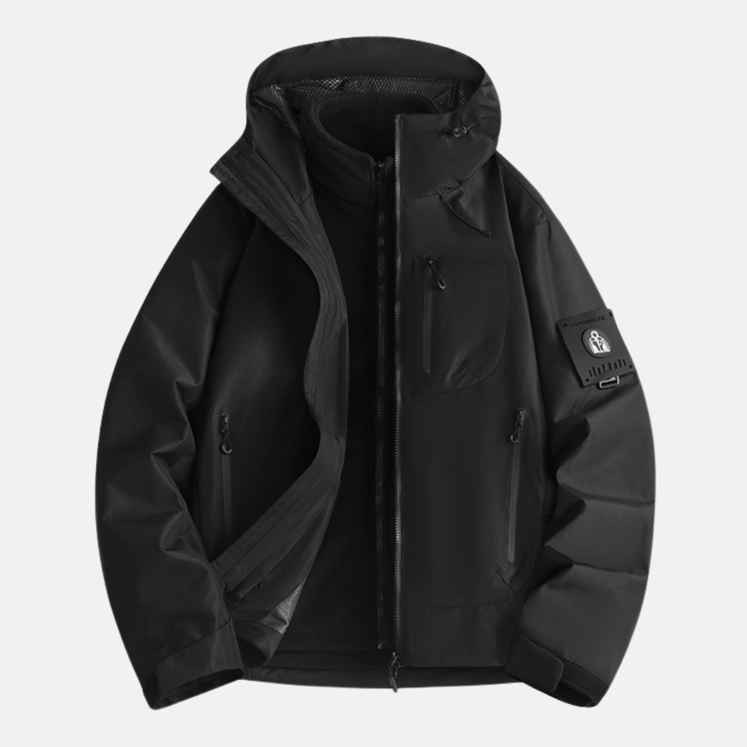 Veste 3 En 1 Pour Homme Avec Tissu Technique Pour Toutes Saisons Capuche Ajustable Et Fermeture Éclair