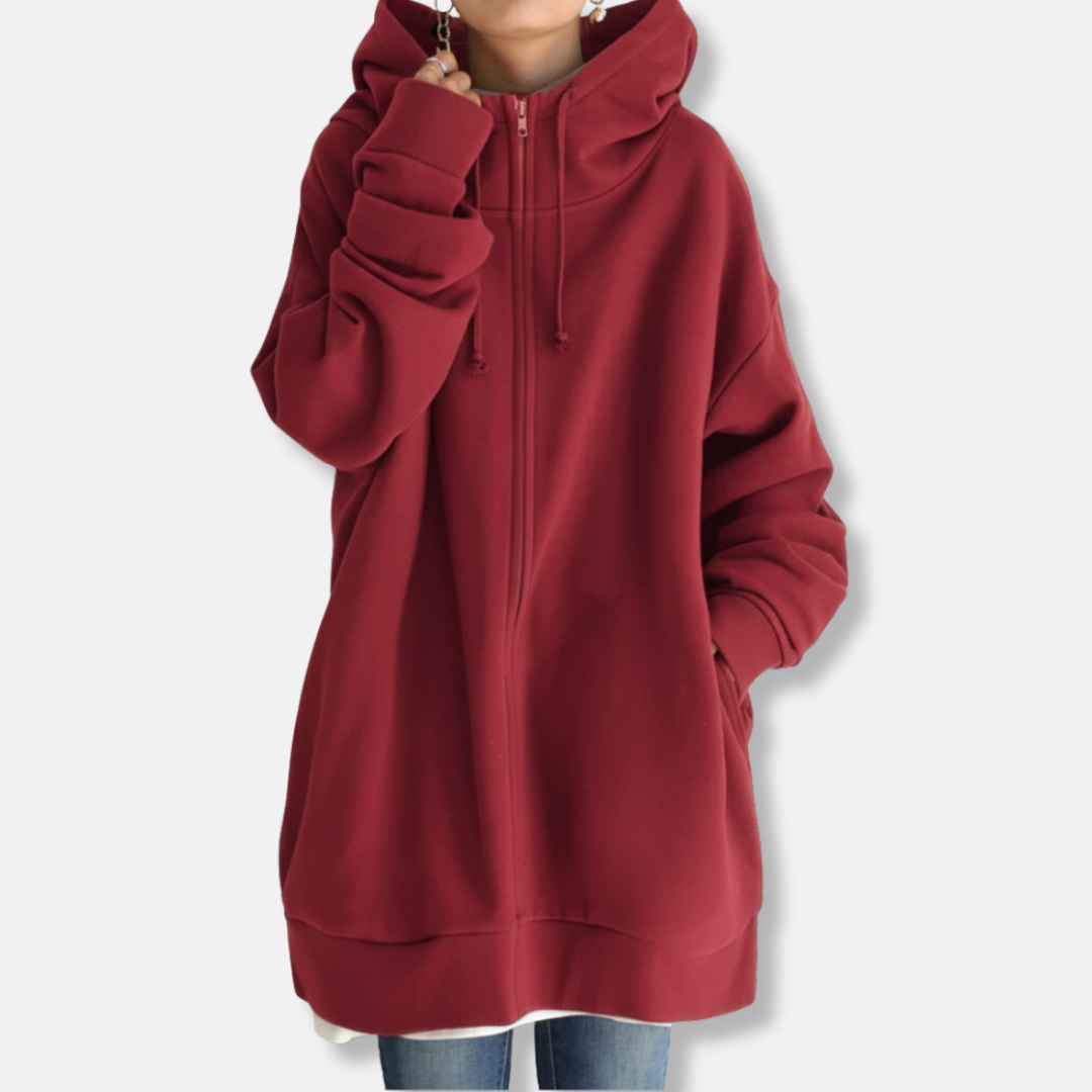 Veste À Capuche Femme Ample En Polaire Douce Avec Fermeture Éclair Manches Longues Décontractée Nordisk Flair