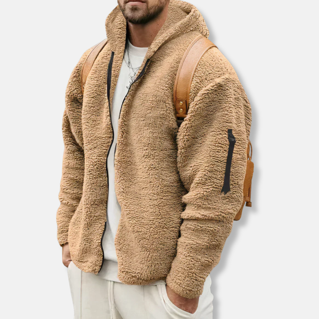 Sweat À Capuche Sherpa Zippé Pour Homme Décontracté Vêtement D'Hiver Chaud Et Confortable