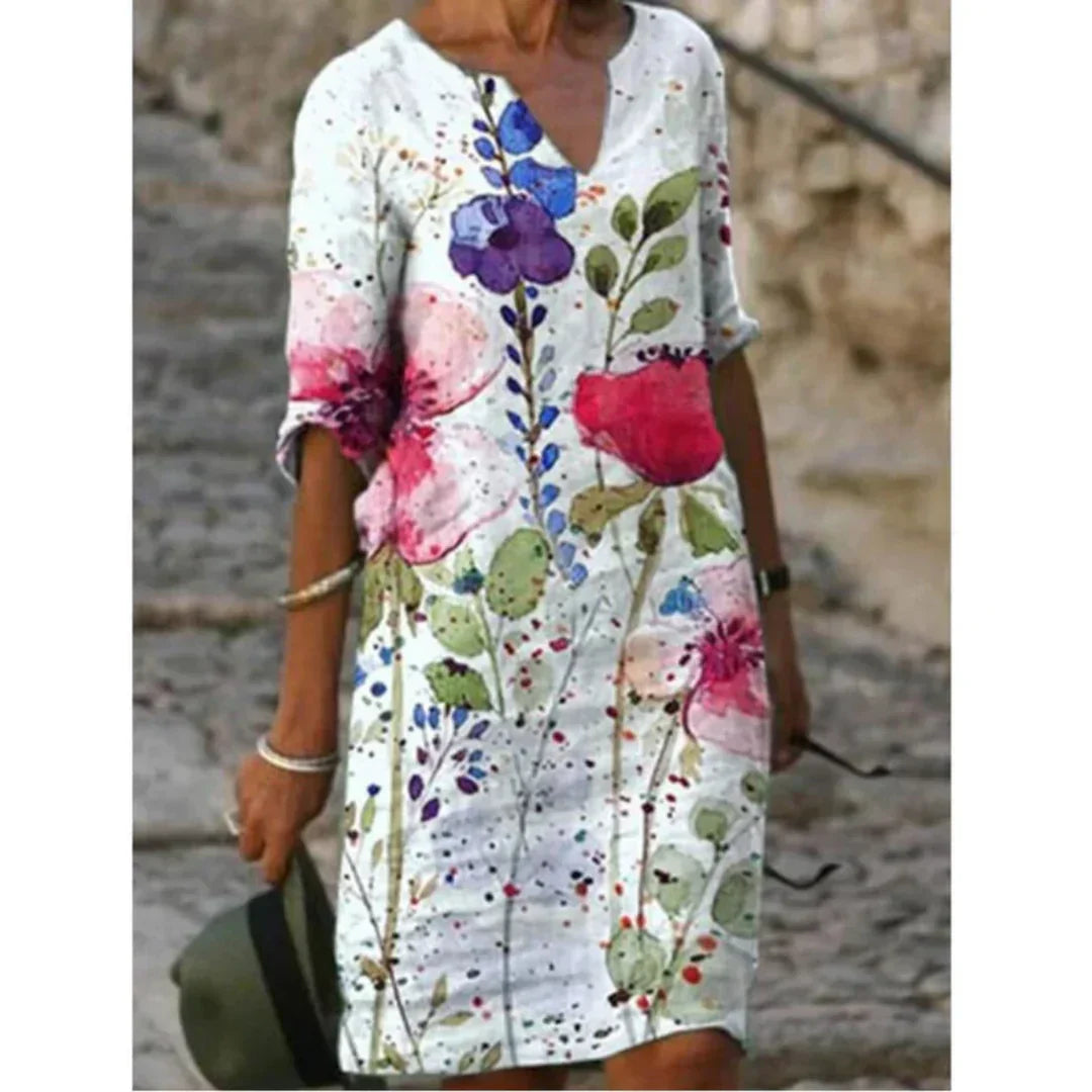 Robe Midi Fleurie Pour Femme À Encolure V Hailey Confort Élégance Artisanal Pour Révéler Votre Style Estival
