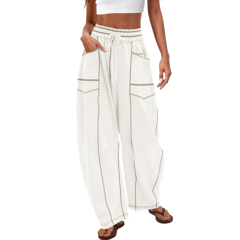 Vera Côte Pantalon Jogger Barrel Haute Taille Confort Respirant pour Détente en Ville et Voyage