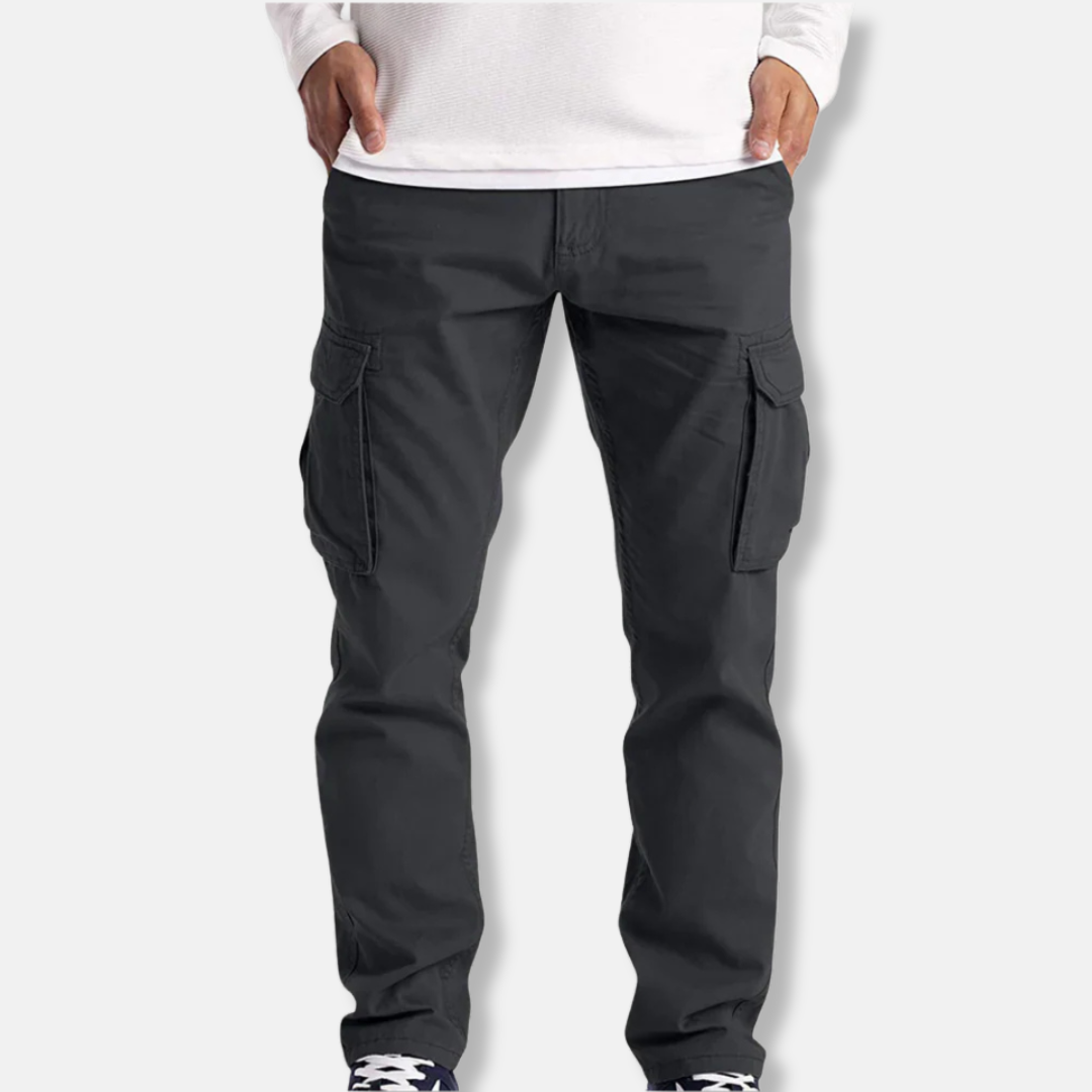Pantalon Cargo Homme En Coton Mélangé Coupe Droite Longueur Totale Poches Cargo Pratiques