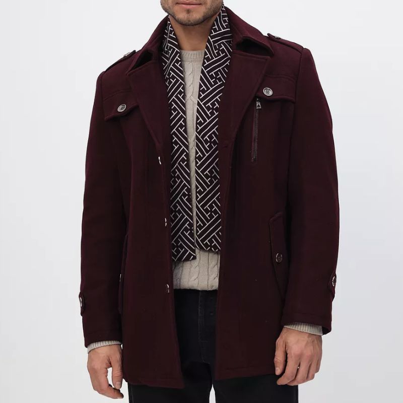 Manteau En Laine Mélangée Darlington Avec Écharpe Détachable Pour Silhouette Élégante Polyvalente Et Chaude