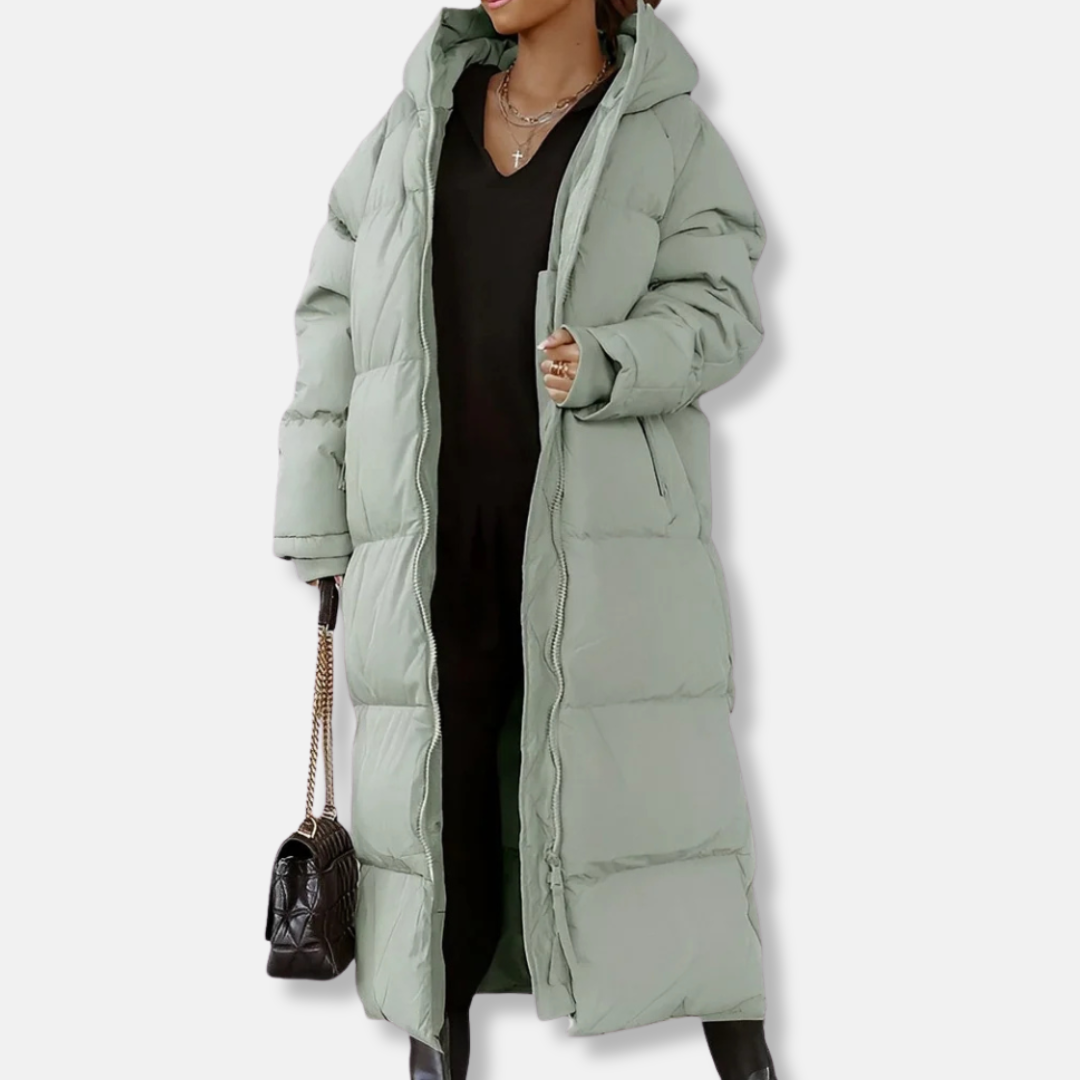 Manteau Long Femme Oversize Capuche Quilté Rembourré Zip Intégral Nordisk Flair Chaleur