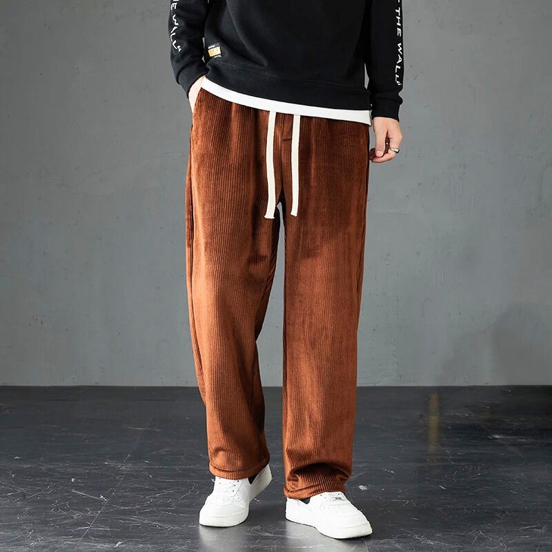 Elden Pantalon Jogger Velours Côtelé Confortable Décontracté Avec Taille Élastique Et Jambe Droite