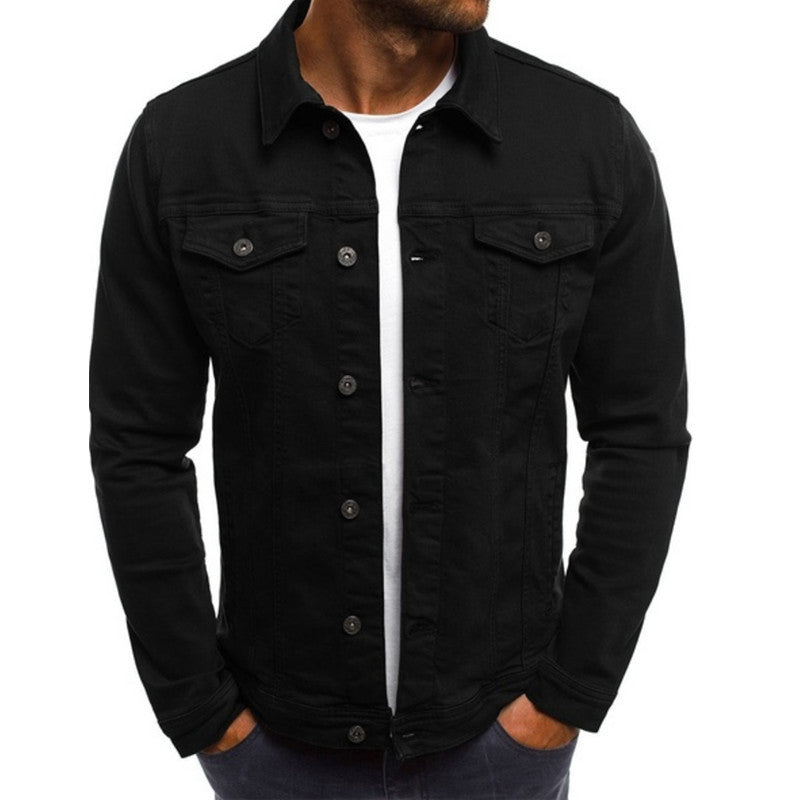 Veste Denim Pour Homme Nordic Flair Coupe Regular Bouton Poches Poitrine Coutures Structurées