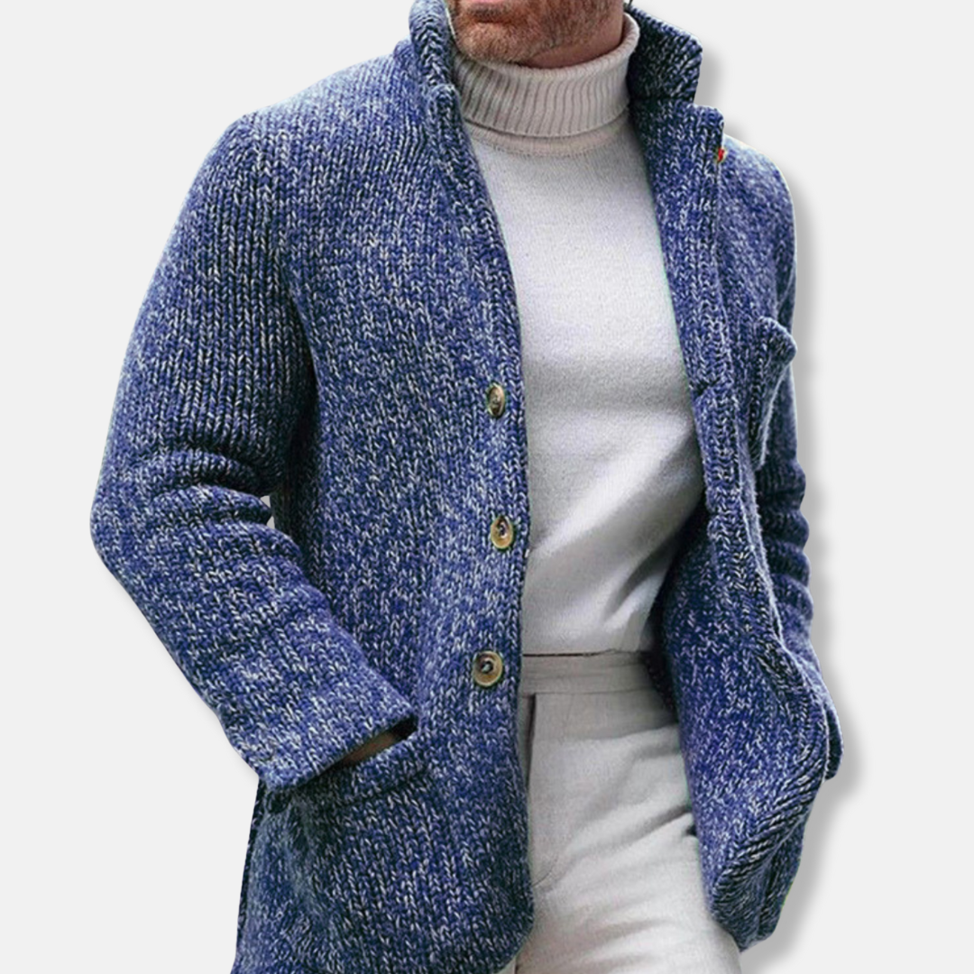 Gilet Homme En Maille Texturée À Col Montant Boutonnage Simple Poches Plaquées Pour Tenue Smart Casual Amawinc