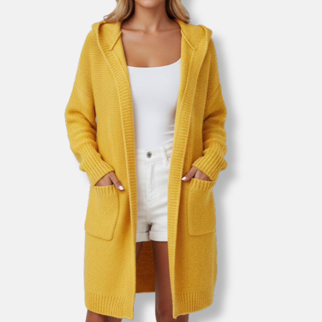 Cardigan À Capuche Femme Oversize Décontracté En Maille Mélange Laine Longueur Genou Nordisk Flair