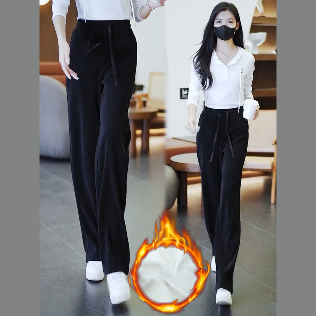 Damenshorts Lylia: Gerade Hose mit weiten Beinen und Kordelzug