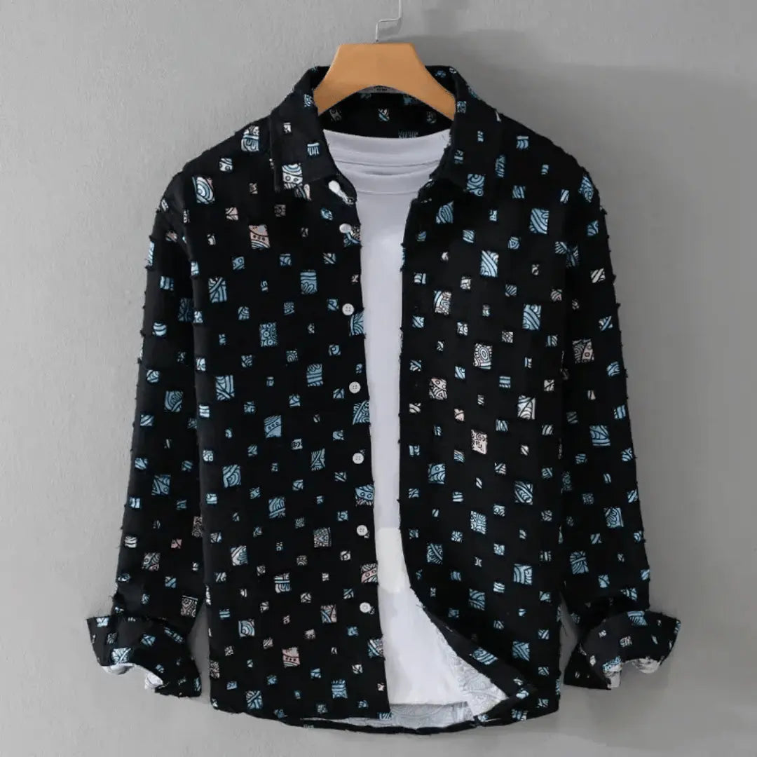 Chemise Denim Patchwork Effiloché Alessandro Edition Amawinc Pour Style Décontracté Moderne