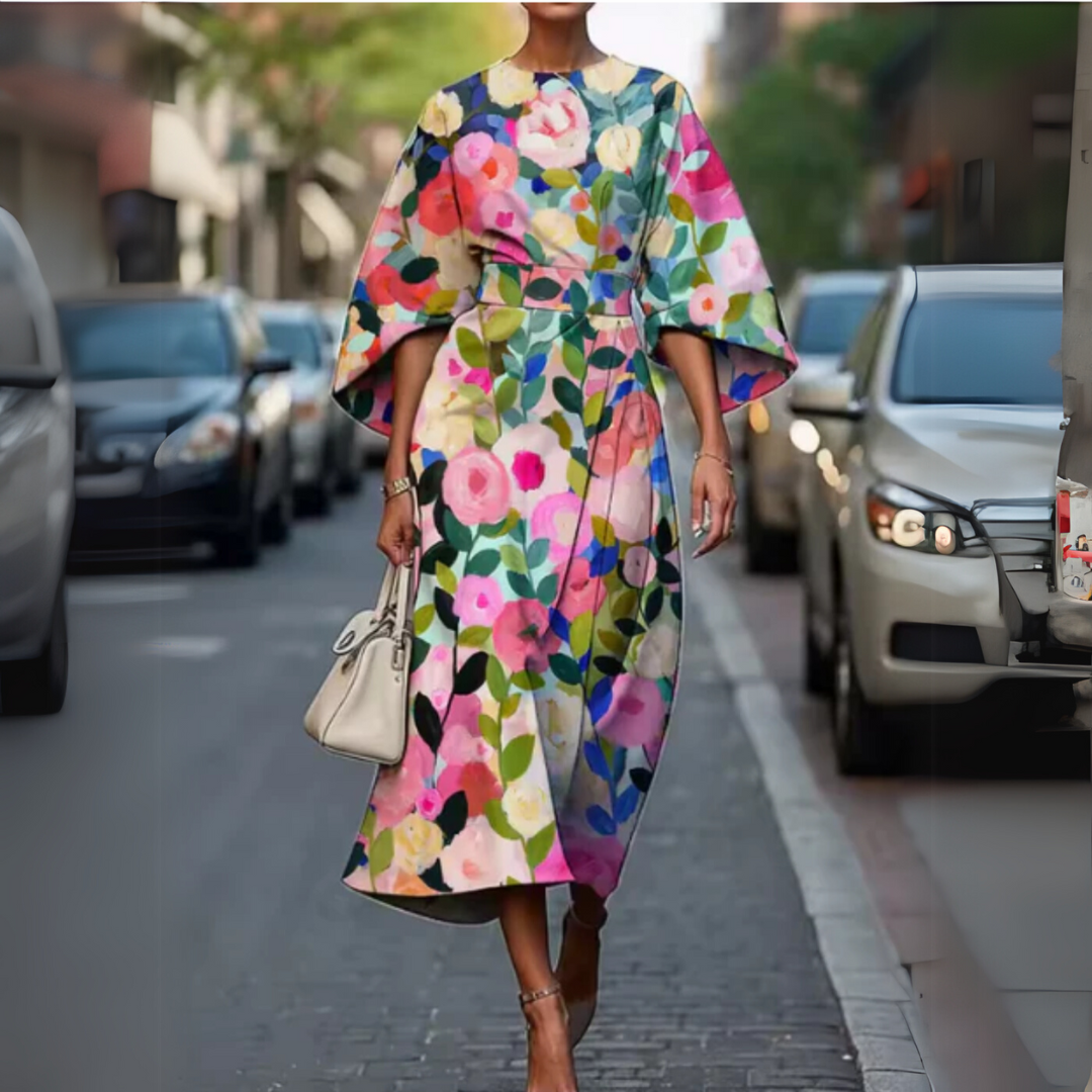 Robe Midi Portefeuille En Coton Asymétrique Avec Ceinture Matelassée Amawinc Pour Printemps