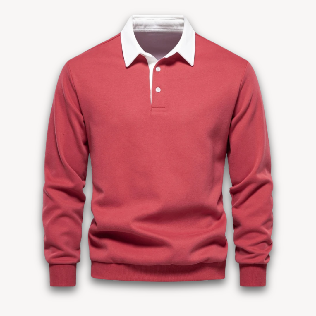 Amawinc Pull Polo Homme Manche Longue Maille Douce En Fibre Naturelle Marine Coupe Regular