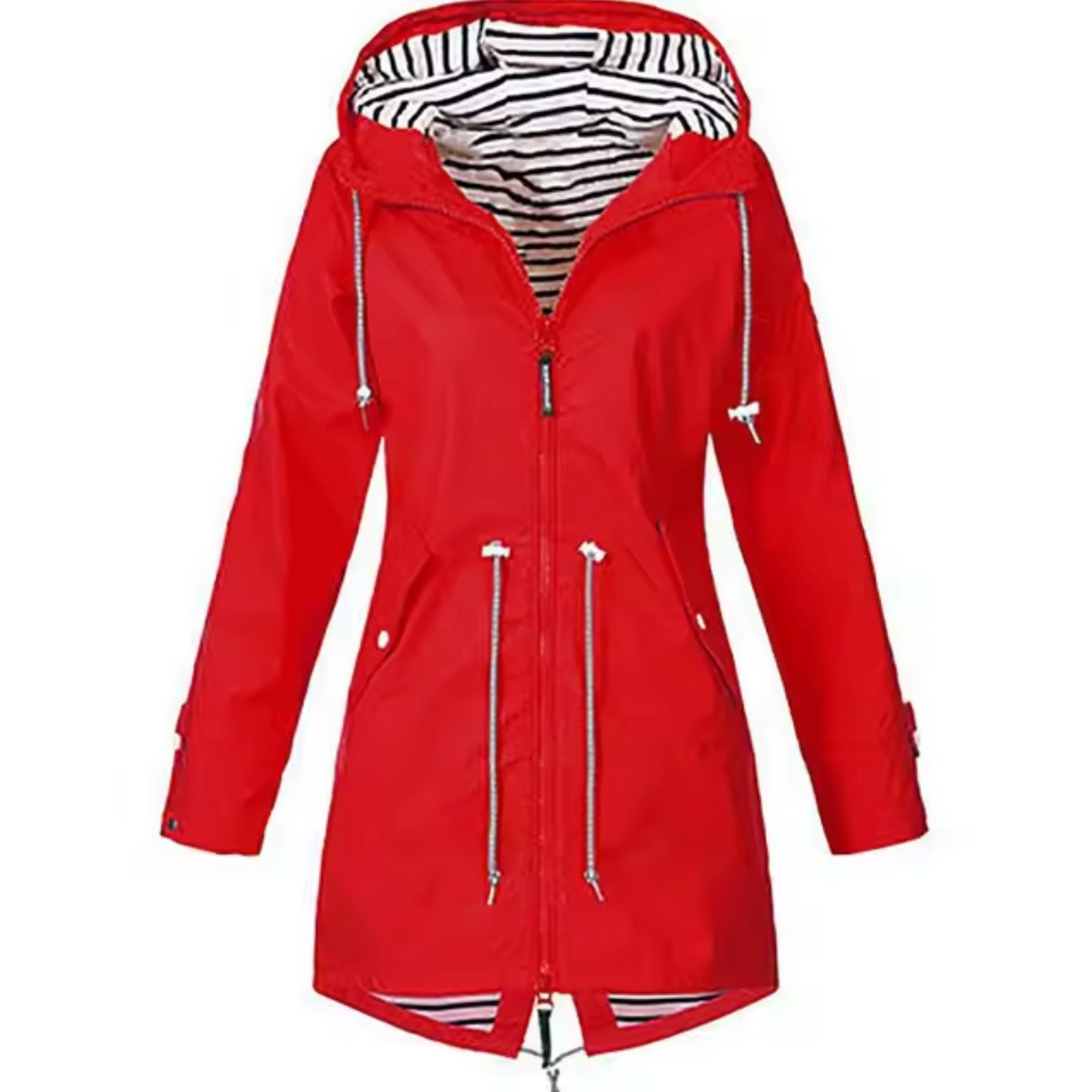 Veste Imperméable Pour Femme Étanche Longue Avec Capuche Doublée Et Taille Réglable
