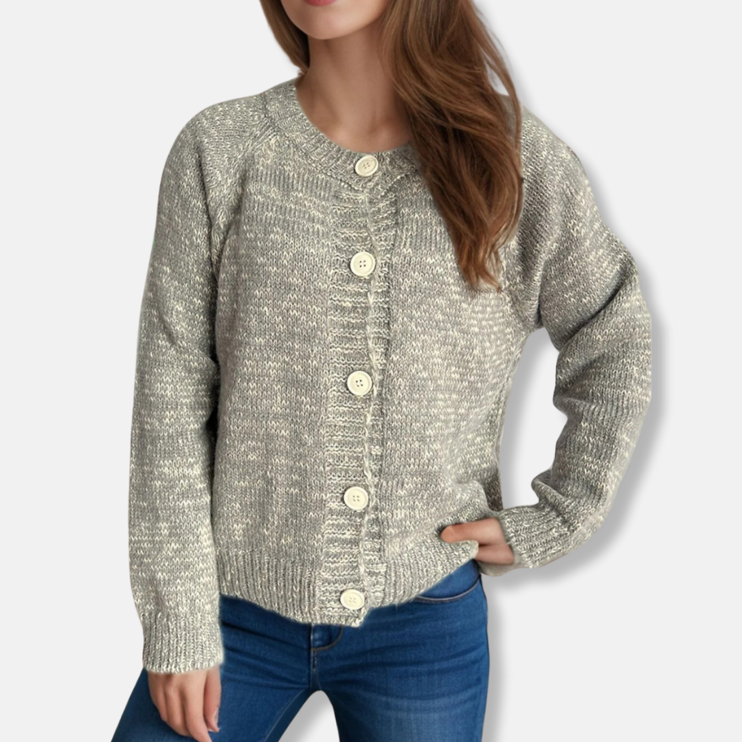 Cardigan Pour Femmes En Mélange Acrylique Coupe Décontractée Longueur Courte Col Rond Manches Raglan Longues