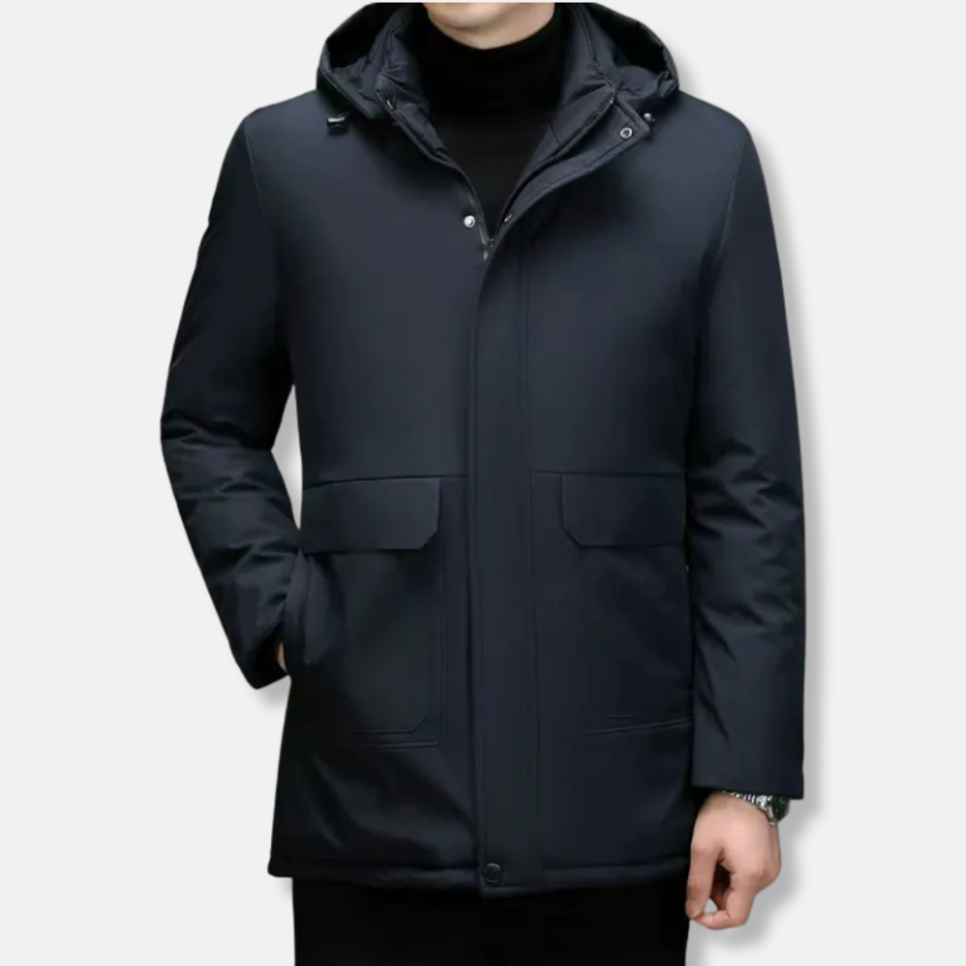 Manteau Homme Capuche Matelassé Isolé Anti Vent Coupe Classique Longueur Jusqu Aux Hanches Amawinc